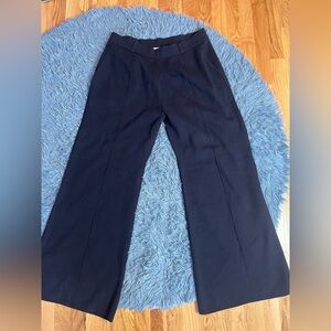 COS Navy Wide-Leg Flared Woven Wool Pants Size L